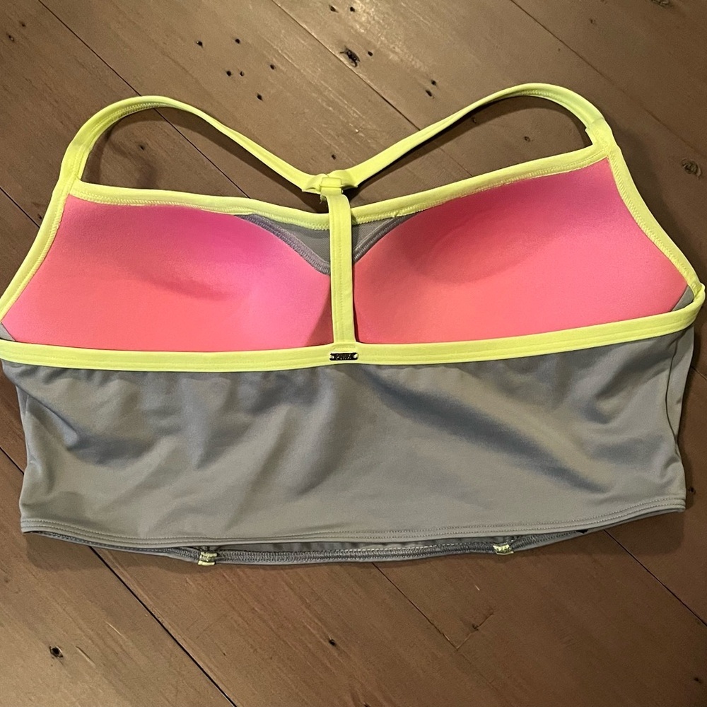 Pink by Victoria’s Secret Women's Gray and Yellow Sports Bra - Picture 4 of 5